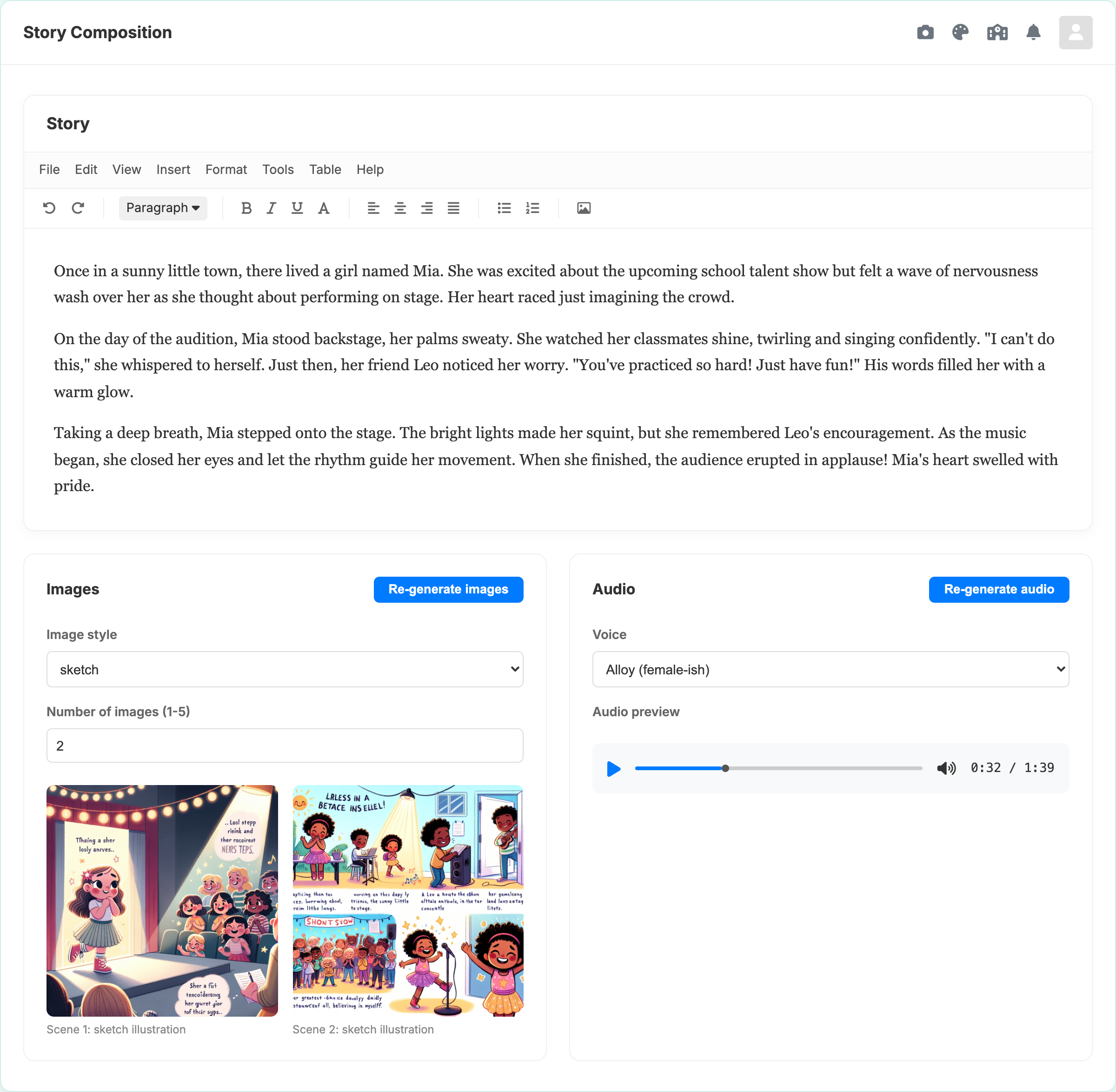 AI Story Generation Interface Demo